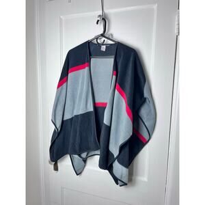 Faded Glory Black Red Gray Fleece Poncho Wrap
